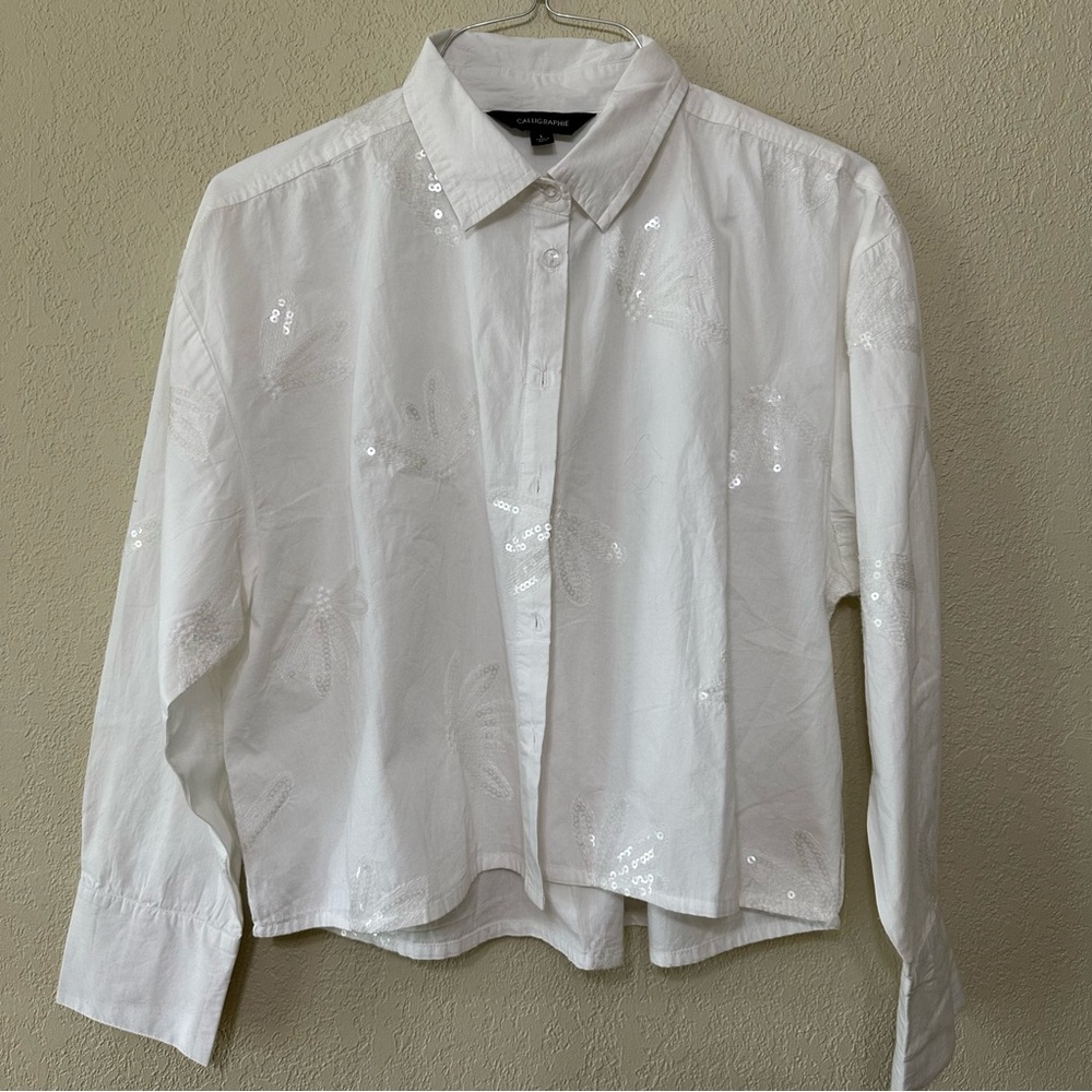 White Sequin Blouse - image 1